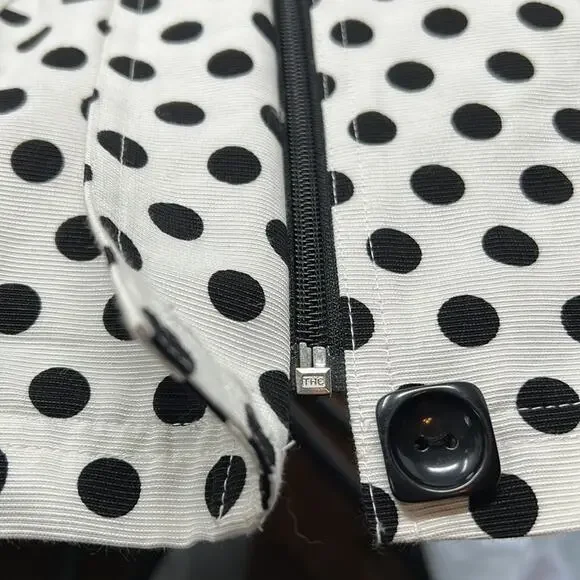 UBU Women's Black & White Polkadot Zip Top/Jacket/Blazer Size Large - Picture 13 of 15